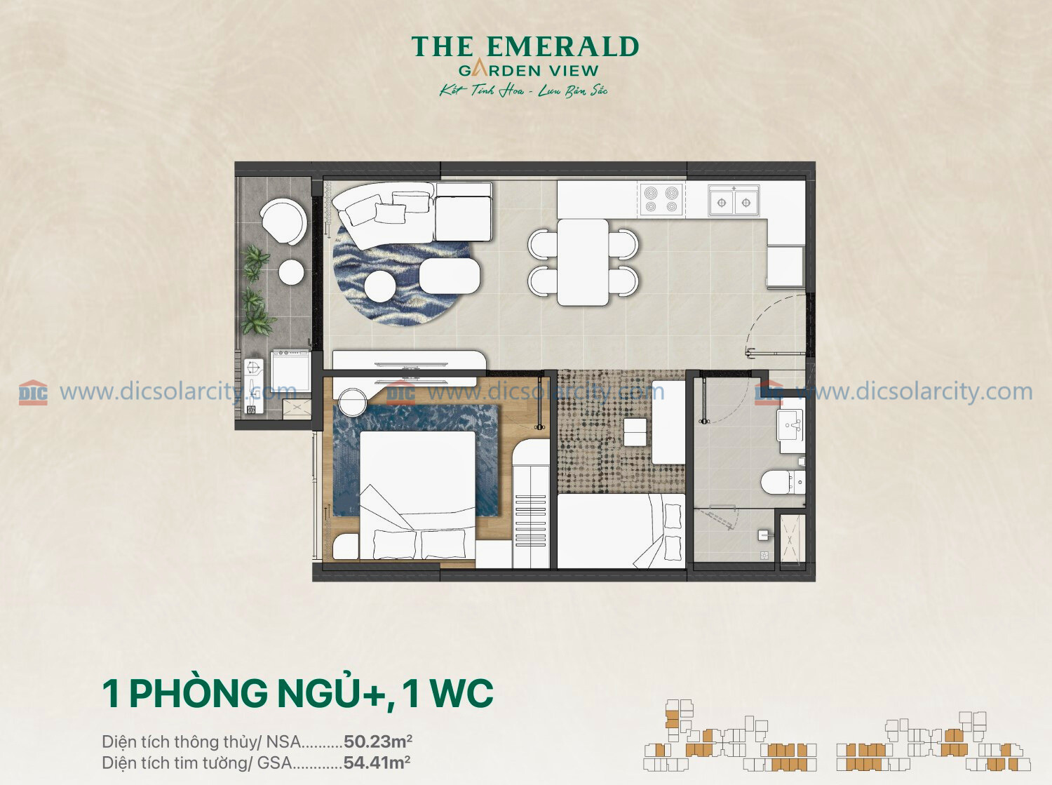 Căn 1pn The Emerald Garden View